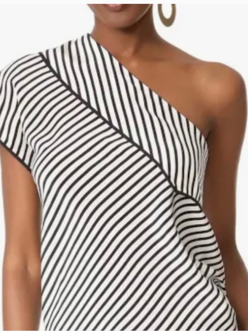 Diane von Furstenberg Alsen Stripe One-Shoulder Silk Top